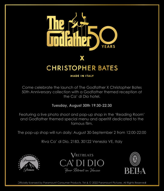 the godfather, christopher bates, capsule collection, paramount pictures, canadian designer, vancouver, helen siwak, toronto, vancity, yvr